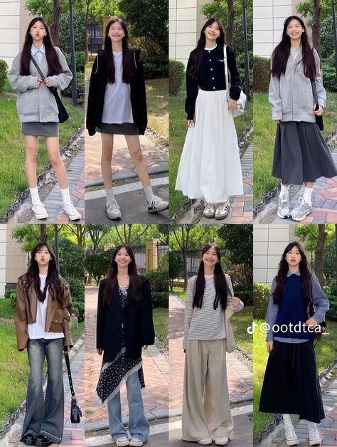 Asian Spring Outfits, Spring Outfits Asian, Korean Daily Outfit, Korea Spring Fashion, Spring Outfits Japan, Peony Aesthetic, Japan Outfits, Oppa Gangnam Style, Simple Style Outfits