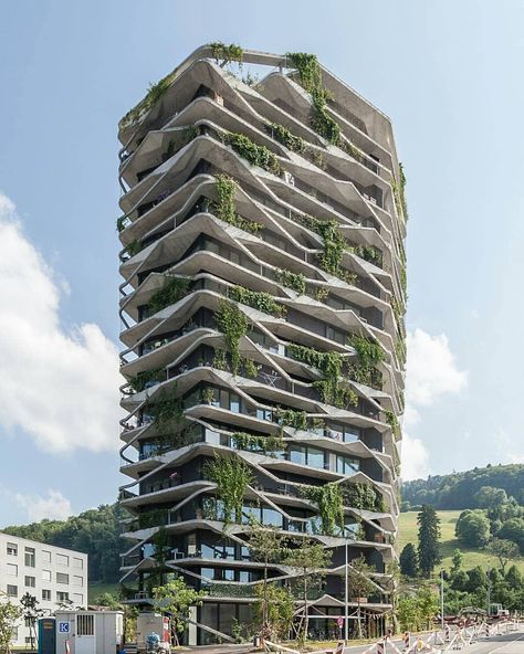 . Give me some green. Facade of the Garden-Tower apartment skyscraper in Wabern, Switzerland. Design by Buchner Bründler Architects… | Instagram Garden Tower, Tower Apartment, Casa Interior, Green Facade, Eco Architecture, Genius Loci, Skyscraper Architecture, Apartment Architecture, Green Architecture