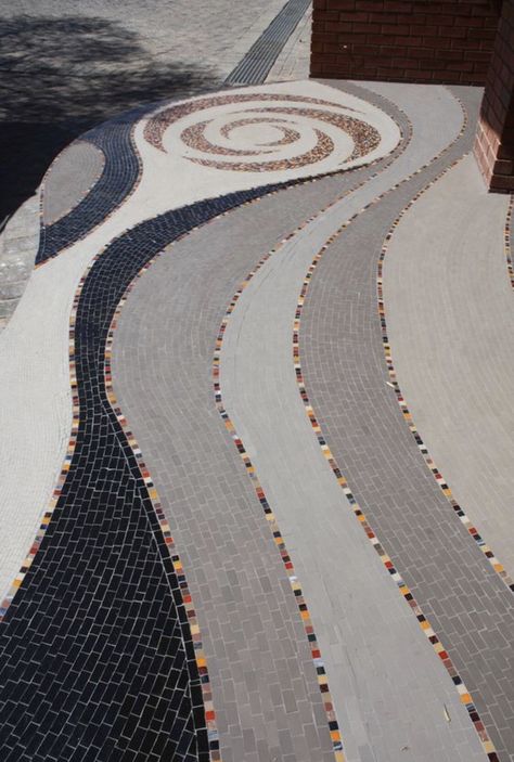 Mosaic Patio, Mosaic Shower Tile, Landscape Mosaic, Kitchen Mosaic, Pavement Design, Paving Pattern, Mosaic Tile Patterns, Paving Design, Mosaic Tile Art