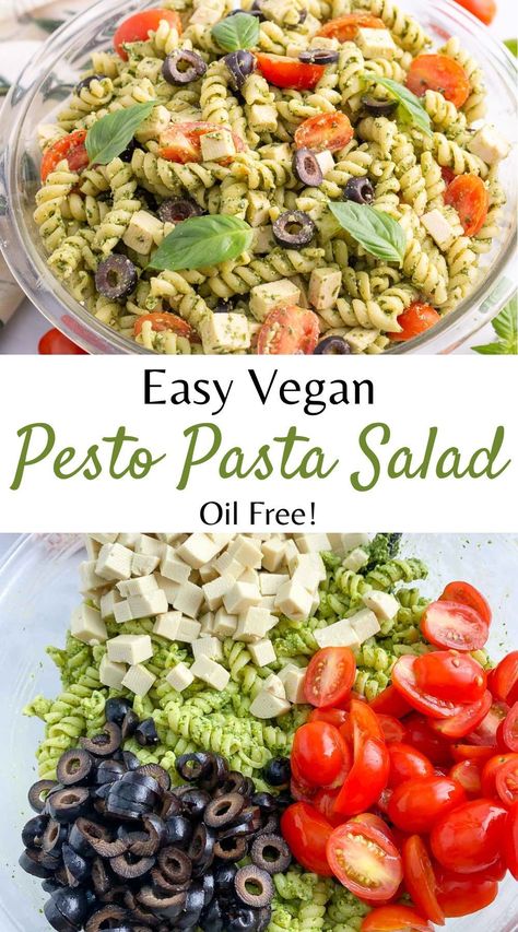 This Vegan Pesto Pasta Salad is a perfect side dish for summertime picnics and gatherings. It’s made with just a few simple ingredients, is oil free, dairy free, and can easily be made gluten free. Oil Free Pesto, Vegan Pesto Pasta Salad, Vegan Pesto Pasta, Vegan Picnic, Oil Free Vegan Recipes, Picnic Recipes, Pesto Pasta Salad, Vegan Salads, Cold Pasta Salad