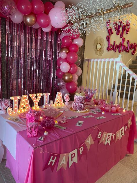 Pink Party Set Up, 10 Shades Of Pink Party, 12 Shades Of Pink Party, 13 Shades Of Pink Party Ideas, Pretty In Pink Birthday Party Ideas, 13 Shades Of Pink Party, Shades Of Pink Birthday Party, Airbnb Birthday Party Ideas, Airbnb Party