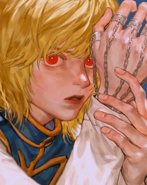 CHAINED TO HELL || YANDERE!kurapika x reader - -01- Scarlet - Wattpad Red Eyes, Blonde, On Twitter, Twitter, Red, Hair