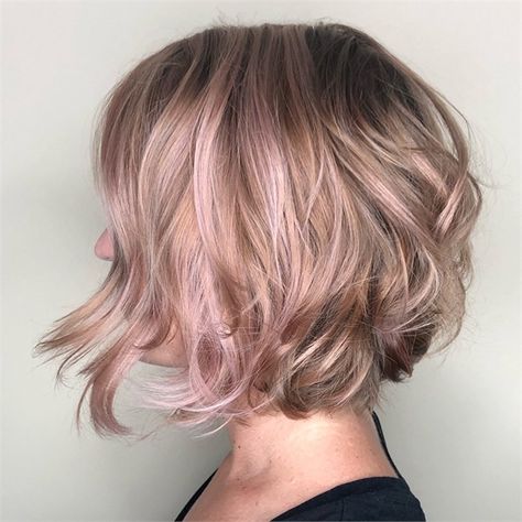 Balayage Hair Rose, Bob Balayage, Rose Gold Balayage, Lilac Hair, Balayage Hair Dark, Brunette Balayage Hair, Pink Highlights, Balayage Hair Blonde, Short Hair Balayage