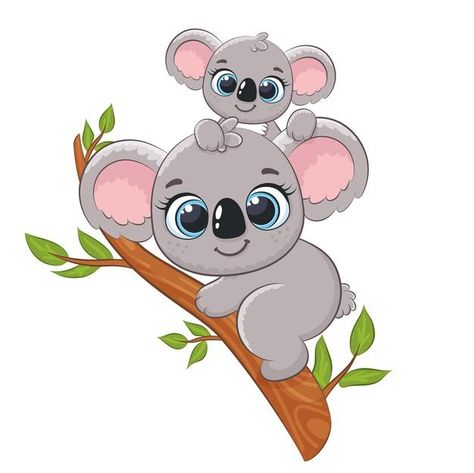 Koala Illustration, Koala Drawing, Koala Art, Tree Vector Illustration, Australia Crafts, Its A Girl Balloons, Tree Vector, Cute Koala, Baby Koala