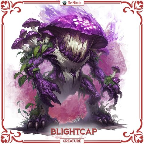 DnD 5e Statblock for Blightcap by Me.Mimic Norse Dnd, Dnd Monstrosity, Dnd Mountain, Dnd Mushroom, Dnd Underdark, Nature Monster, Monster Mushroom, Mushroom Dragon, Plant Monsters