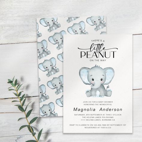 Blue Elephant Baby Shower, Boy Puppy, Baby Boy Invitations, Elephant Watercolor, Silver Invitation, Elephant Baby Shower Invitations, Black Labrador Retriever, Pregnancy Announcements, Blue Boy