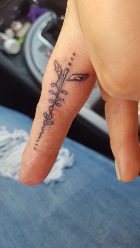 Finger tattoo, unalome/  caduceus combo Floral Caduceus Tattoo, Nurse Finger Tattoo, Caduceus Tattoo Feminine, Rod Of Asclepius Tattoo Feminine, Ems Tattoos Female, Medical Field Tattoo, Nursing Tattoos For Women, Rod Of Asclepius Tattoo, Veterinary Tattoo