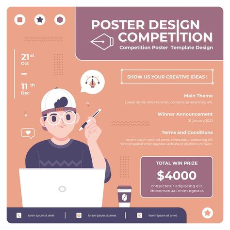 Competition Poster Design Ideas, Vector Poster Design, Poster Design Competition, Contest Poster, Logo Design Competition, Concrete Wall Texture, Poster Competition, Poster Template Design, Winner Announcement