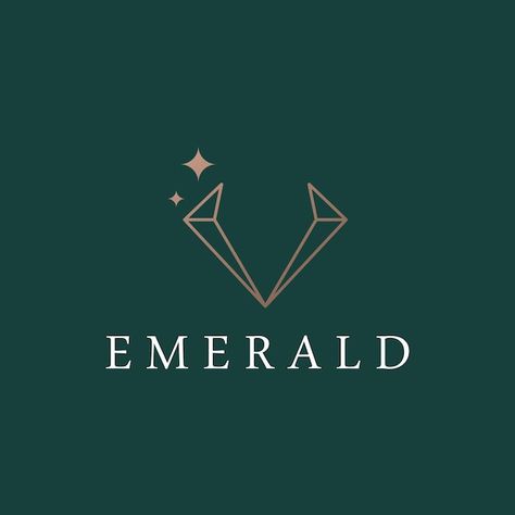 Emerald Green Luxury Aesthetic, Emerald Logo Ideas, Gemstone Logo Design, Gemstone Graphic Design, Emerald Logo Design, Emerald Logo, Jewelry Store Logo, Gemstone Logo, Aaa Logo