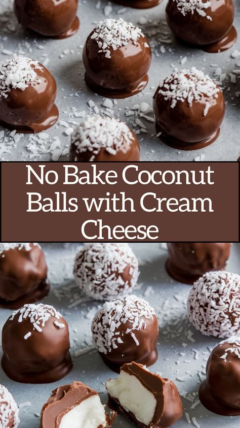 Keep the kids entertained with this fun and easy recipe for no bake coconut cream balls! With just a few ingredients and no oven needed, this is a great hands-on treat that little chefs will love making (and eating!). Perfect for birthday parties, snacks, or Christmas Confections, No Bake Holiday Treats, Chocolatier Recipes. No Bake Coconut Cream Balls Recipe, Coconut Cream Balls Recipe, Coconut Healthy Recipes, No Bake Coconut Cream Balls, Chocolate Covered Coconut Balls, Coconut Balls No Bake, No Bake Coconut Balls, No Bake Holiday Treats, Chocolatier Recipes