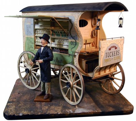 Hand Carved Wood 1/4 Scale Medicine Wagon Miniature Wagon, Wagon Cart, Carriage Driving, Horse Drawn Wagon, Label Ideas, Old Wagons, Wooden Wagon, Ancient Technology, Vintage Circus