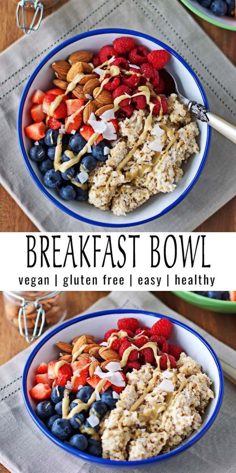 Vegan Detox Recipes, Breakfast Bowl Vegan, Gf Breakfast, Vegan Breakfast Easy, Healthy Vegan Breakfast, Gluten Free Breakfast, Lactose Free Diet, Gluten Free Recipes For Breakfast, Plant Based Breakfast