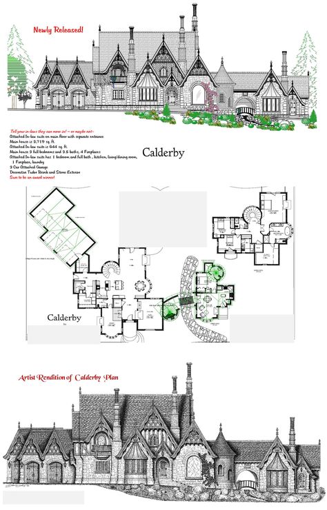 Fairytale Cottage Floor Plans Storybook Homes, Dark Academia House Plans, Storybook Mansion, Fairytale Cottage Floor Plans, Storybook Homes Plans, Dark Academia House, Storybook House Plan, English Cottage House Plans, Small Cabin Designs