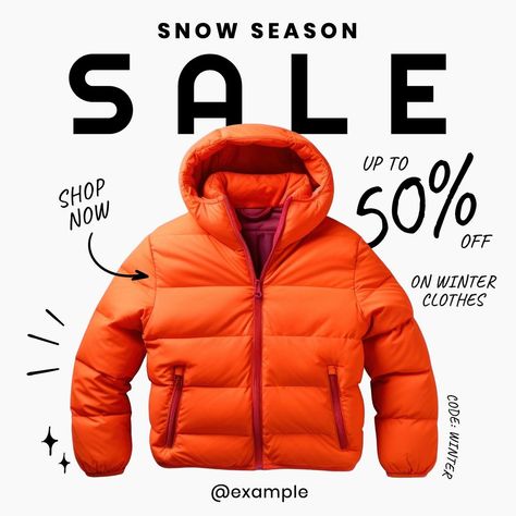 Puffer Jacket Vest, Winter Poster, White Puffer Jacket, Social Media Advertising Design, White Puffer, Winter Images, Sale Clothing, Company Branding, Instagram Outfits