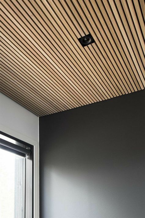 Wood Slat Ceiling, Office Shelving, Timber Ceiling, Wooden Ceiling, Basement Ceiling, 아파트 인테리어, Kitchen Ceiling, Wooden Ceilings, Blue Home Decor