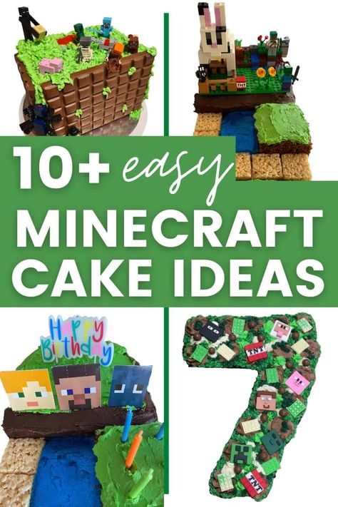 Simple Minecraft Cake, Minecraft Cake Design, Diy Minecraft Cake, Minecraft Torte, Minecraft Cake Ideas, Minecraft Cake Designs, Creeper Cake, Diy Minecraft Birthday Party, Minecraft Cakes