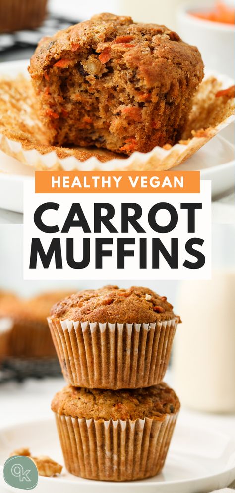 Spelt Flour Muffin Recipes, Carrot Cake Muffins Healthy, Carrot Muffins Healthy, Vegan Snacks Healthy, Vegan Carrot Cake Muffins, Vegan Carrot Muffins, Muffins Chocolate Chip, Healthy Carrot Muffins, Healthy Carrot Cake Muffins