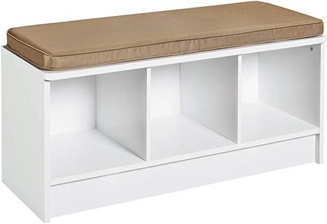 3 Cube Storage, Cube Storage Bench, Cubby Storage Bench, Storage Bench With Cushion, Diy Furniture Videos, Cubby Storage, Small Bedroom Decor, Fabric Drawers, Bench With Shoe Storage