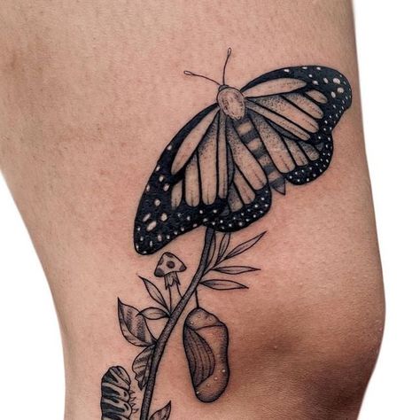 Emaline Taylor on Instagram: "Such a special tattoo 🦋 The life cycle of a butterfly 🍃✨ Thank you to my client for trusting me with something so special, as a prior butterfly garden girly it made my heart so happy 🌼   #tampatattoos #stpetetattoos #tampatattooartist #orlandotattoos #orlandotattoo #tampatattoo #floridatattoos" Butterfly Cycle Tattoo, Cocoon To Butterfly Tattoo, Butterfly Coming Out Of Cocoon Tattoo, Butterfly Life Cycle Tattoo, Cycle Tattoo Ideas, Butterfly Cocoon Tattoo, Butterfly Transformation Tattoo, Life Cycle Tattoo, Metamorphosis Tattoo