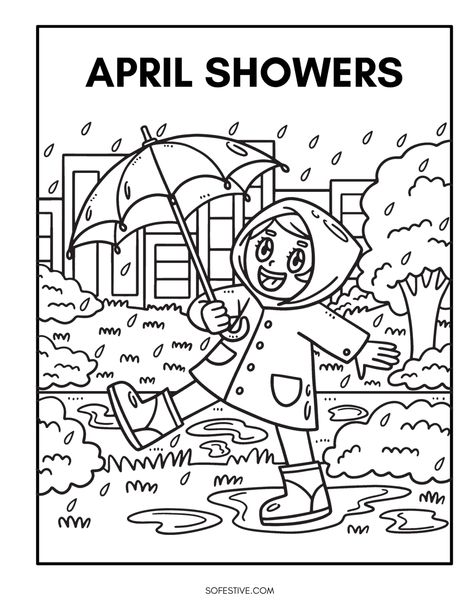 Rain Coloring Pages, Free Spring Coloring Pages, Spring Coloring Pages For Kids, Spring Coloring Sheets, Spring Coloring Pages, Spring Pictures, Coloring Supplies, Colouring Printables, Spring Rain