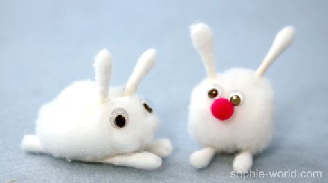 How to make a Cotton Ball Bunny video tutorial | Sophie's World Bunny Video, Sophie's World, Creative Senior Pictures, School Art Activities, Childrens Books Activities, Rabbit Crafts, Easter Bonnet, Cotton Balls, Easter Crafts For Kids