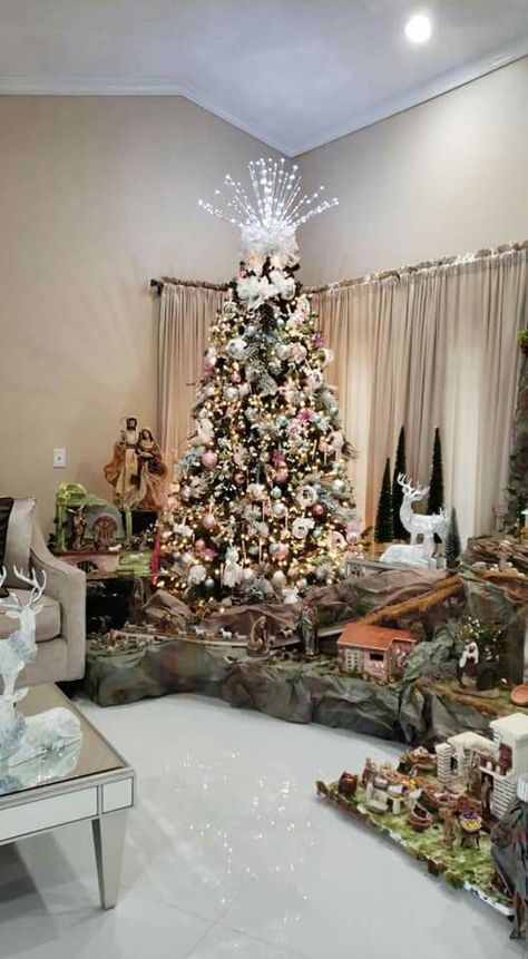 Christmas Tree With Nativity Scene, Navity Scene, Christmas Tree Nativity, Tree Inspiration, Christmas Tree Inspiration, Nativity Scene, Holiday Home Decor, All Things Christmas, Made By Me