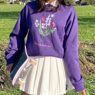 cd0dce8fca267bf1fb86cf43e18d5598desc50393175ri Cutesy Style, February Mood, Hello People, Plaid Pullover, Purple Sweatshirt, K Fashion, Girly Style, Purple Outfits, School Clothes