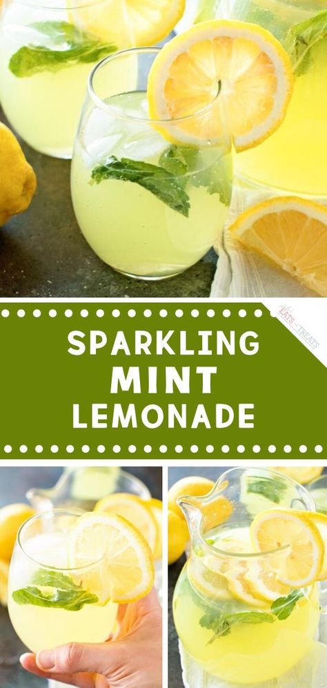 Mint Lemonade Recipe, Mint Drink, Mint Lemonade, Lemonade Drinks, Fancy Drinks, Easy Drinks, Cocktail Drinks Recipes, Lemonade Recipes, Punch Recipes