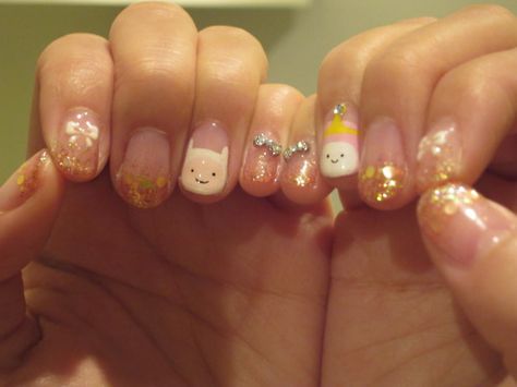 cute nails, Adventure Time stylee Adventure Time Nails, Time Nails, Nails Inspo, Nails Ideas, Nails Design, Honolulu, Adventure Time, Cute Nails, Nail Ideas