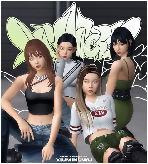 Sims 4 Loading Screen, Sims 4 Korean, Pose For Drawing, Sims 4 Animations, Sims 4 Cc Poses, Aesthetic Sims, Sims4 Poses, Album Photoshoot, Group Pose