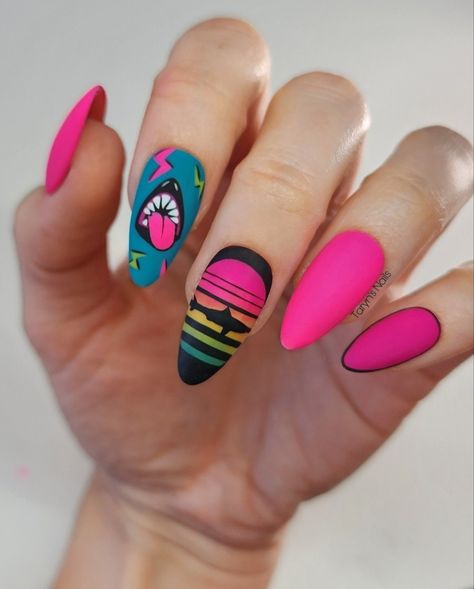 Shark Week Nails, Jaws Nails, Shark Nail Art, Shark Nails, Gel Summer Nails, Summertime Nails, Art Wishlist, Summer Beach Nails, Hand Painted Nail Art