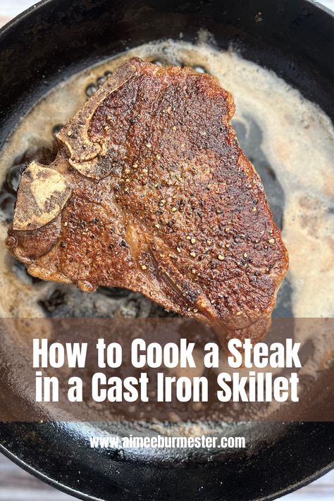 Cooking a steak in a cast iron skillet is a great way to enjoy this delicious cut of meat even when you cannot use your grill. Cooking T Bone Steak, Tbone Steak Recipe, Iron Skillet Steak, How To Cook Ribeye, Cast Iron Skillet Steak, Cooking Ribeye Steak, Skillet Steak, Cast Iron Oven, Cooking The Perfect Steak