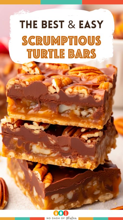 Turtle Bars Pecan, Pecan Turtle Bars, Turtle Bars Recipe, Turtle Cookie Bars, Christmas Turtle, Turtle Bars, Bake Sale Treats, Easy Bar Recipes, Dessert Bar Recipe