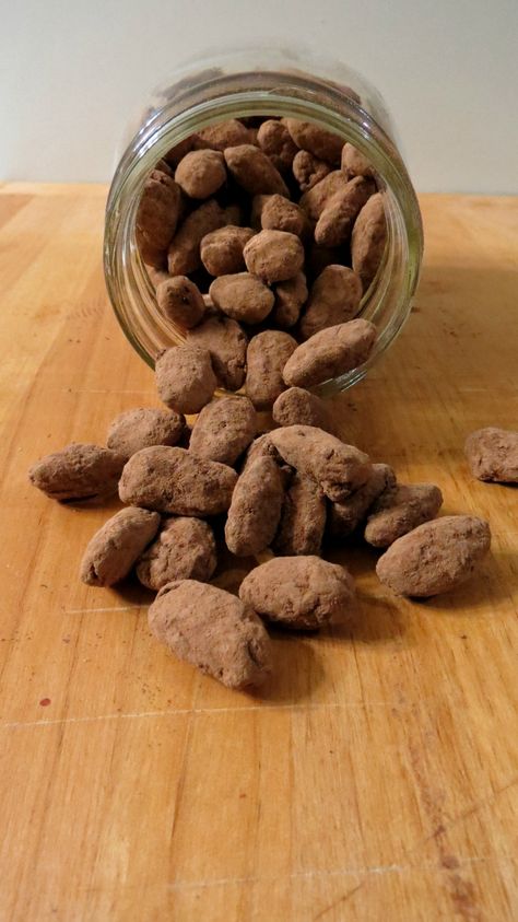 Chocolate Covered Almonds.   - Makes the bed rock ;) or you can buy them on line at Tierra Farm, they are an organic roaster and their nuts are yummy.