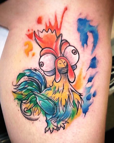 Chicken Tattoo Design, Nemo Tattoo, Disney Castle Tattoo, Disney Inspired Tattoos, Chicken Tattoo, Henne Tattoo, Rooster Tattoo, Science Tattoos, Pig Tattoo