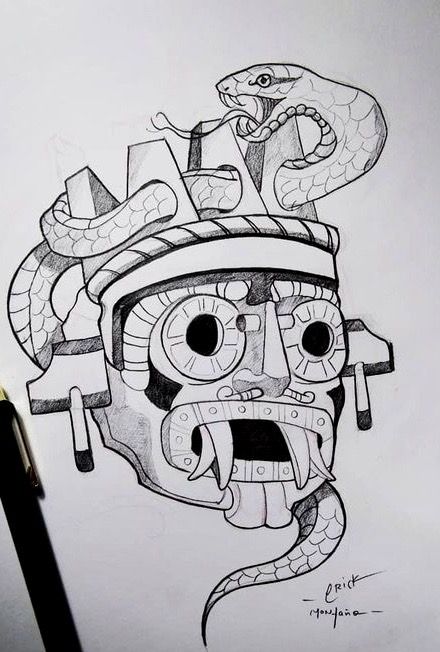 Mayan Art Drawing, Aztec Warrior Tattoo, Azteca Tattoo, Mayan Glyphs, Aztec Drawing, Aztec Artwork, Mayan Tattoos, Aztec Tattoos, Medusa Tattoo Design