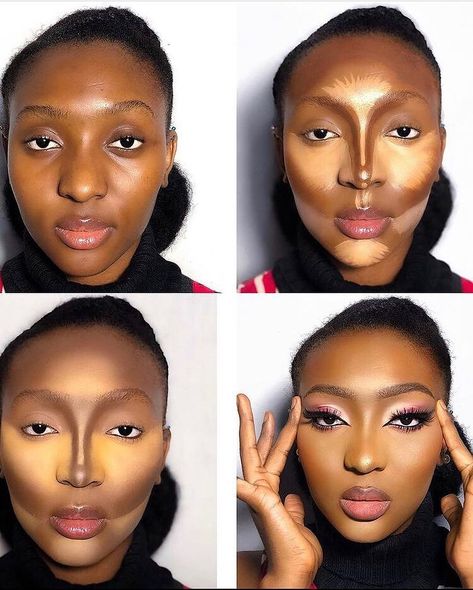 Black & African Beauty Blog (@blackbeautyrep) posted on Instagram: “Flawless contour & highlight process 😍✨Your thoughts? 👸🏽: @ichadorothy _______________________________________ Shop our recommended…” • Aug 5, 2021 at 7:18pm UTC Amazing Makeup Transformation, Dark Skin Makeup Tutorial, How To Use Makeup, Best Contouring Products, Makeup Before And After, Contour Highlight, Makeup For Black Skin, Brown Skin Makeup, Glam Makeup Look