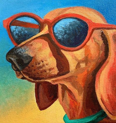 Arte Dachshund, Dachshund Drawing, Dachshund Painting, Lauren Elizabeth, Dachshund Art, Animal Portraits Art, Pottery Painting Designs, Love Illustration, Aesthetic Painting