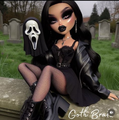 Bratz Doll Halloween Costume, Alt Baddie, Black Bratz, Beauty 2023, Black Bratz Doll, Women Illustration, Brat Doll, Goth Subculture, Baby Bats