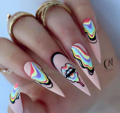 The Hottest 2021 Spring Nail Trends You’ll Want to Recreate ASAP Wife Nails, Ideas Uñas, Pop Art Nails, Crazy Nail Designs, Crazy Nail Art, Funky Nail Art, Spring Nail Trends, Colorful Nail, Crazy Nails