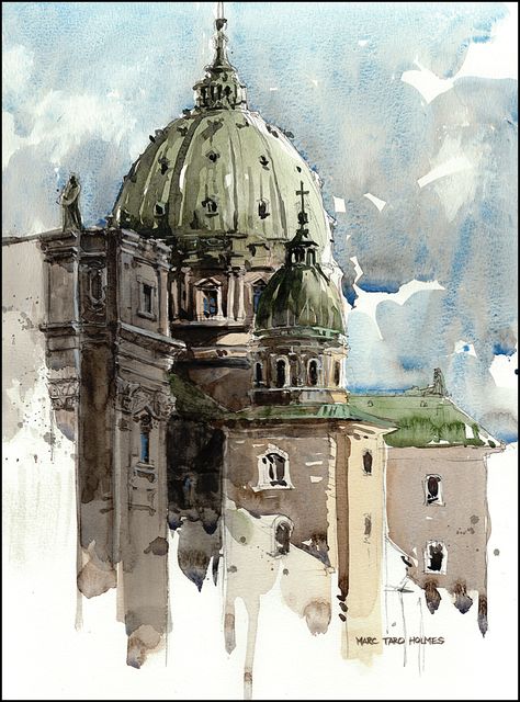 10Nov07_MarieReineDuMonde Watercolor Architecture, Architecture Drawing Art, 수채화 그림, Urban Sketchers, Watercolor Sketch, Urban Sketching, Watercolor Inspiration, Architecture Sketch, Urban Landscape