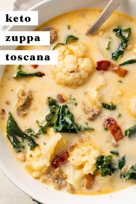 This keto zuppa toscana is rich and creamy, loaded with flavor, and only 7g net carbs per serving. Filling and delicious, this low carb soup is excellent for meal prep and so satisfying during the colder months. The keto version of our very popular Healthy Zuppa Toscana (Whole30)! Healthy Zuppa Toscana, Keto Zuppa Toscana, Keto Zuppa, Zuppa Toscana Soup, Toscana Soup, Egg Diet Plan, Baking Powder Uses, Zuppa Toscana, Boiled Egg Diet Plan