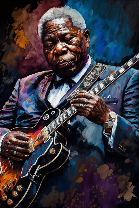 BB King Painting Blues Music Poster, King Painting, Jazz Sheet Music, Musician Art, Bb King, Rock N Roll Art, Jazz Art, Jazz Artists, Afrocentric Art