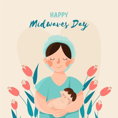 Happy Midwifery Day, Midwifery Illustration, Midwife Illustration, Midwives Day, Wc Ideas, Medical Wallpaper, Day Illustration, Instagram Emoji, Good Morning Love