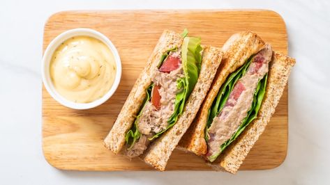 Tuna Mayo Sandwich, Best Tuna Sandwich, Deli Salads, Tuna Fish Sandwich, Salt And Vinegar Potatoes, Sushi Ginger, Cured Egg, Tuna Mayo, Tuna Sandwich