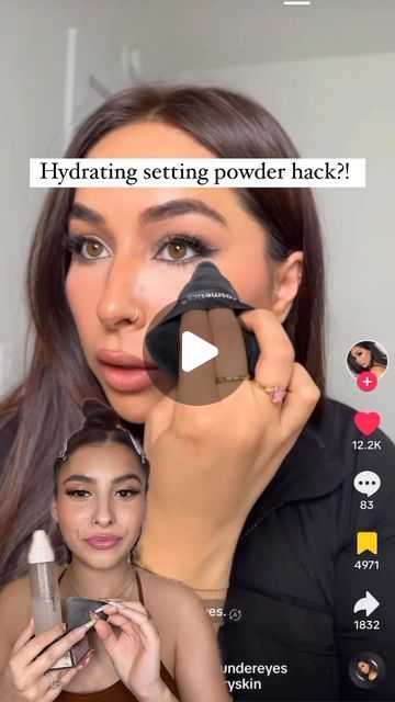 Jacky 🤍 on Instagram: "Would you try this hack?!   I’ve been obsessed with doing it for the last few weeks now and she has saved my under eyes and made my foundation look flawless! 🩷🥹  @hudabeautyshop @hudabeauty easy bake powder + @rarebeauty hydrating mist spray 🌫️" How To Bake Powder Makeup, Powder Foundation How To Apply, Foundation Hacks, Homemade Foundation, Foundation Tips, Easy Bake, Hydrating Mist, Under Eyes, Mist Spray