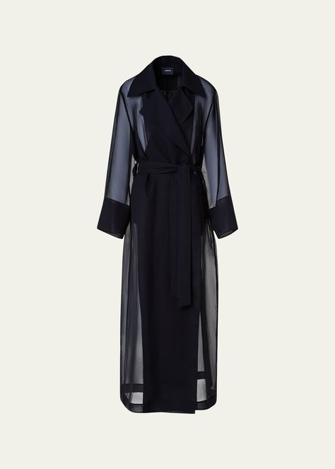 Get free shipping on Akris Valentine Silk Gauze Belted Trench Coat at Bergdorf Goodman. Shop the latest luxury fashions from top designers. Sheer Coat, Designer Outerwear, Cloak Coat, Denim Trench Coat, Blue Trench Coat, Long Trench, Long Trench Coat, Belted Trench Coat, Trench Coat Black