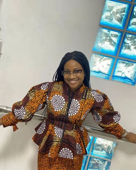 Peplum Top With Skirt, Ankara Peplum Blouse, Happy Birthday In Advance, Trouser Skirt, Ankara Long Gown, Ankara Long Gown Styles, Gown Styles, 2 Piece Outfit, Port Harcourt