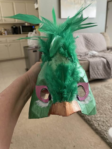 paper mache bird mask Cardboard Bird Mask, Cardboard Bird, Paper Mache Paste, Bird Mask, Paper Mache Mask, Making Paper Mache, Recipe Paper, North American Wildlife, Paper Mache Animals