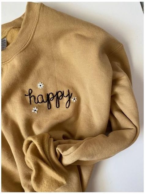 Haft Vintage, Happy Daisy, Clothes Embroidery Diy, T-shirt Broderie, Dmc Embroidery, Diy Vetement, Big Big, Pola Sulam, Embroidery On Clothes